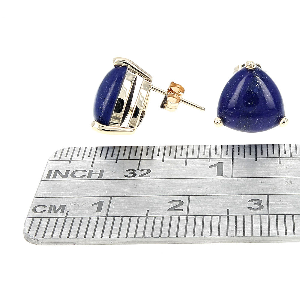 Lapis Stud Earrings in Yellow Gold