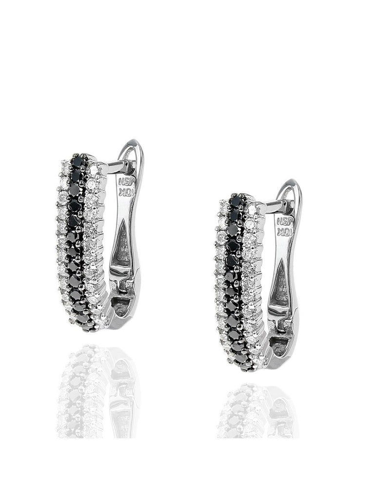 3 Row Alternating White and Black Diamond Earrings