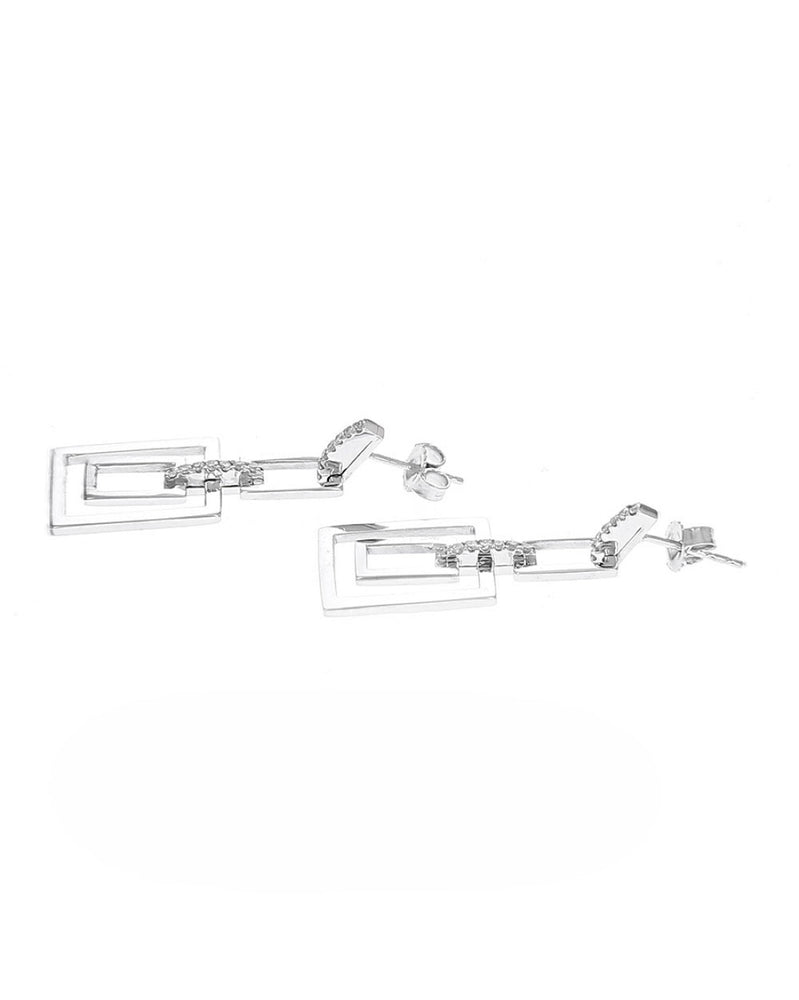 Diamond Open Square Door Knocker Dangle Earrings