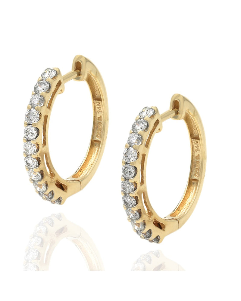 Diamond Hoop Earrings in Yellow Gold