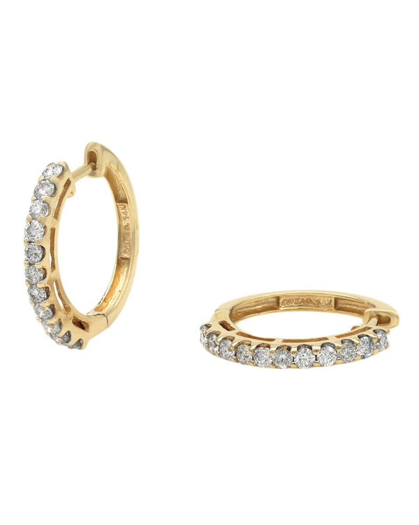 Diamond Hoop Earrings in Yellow Gold