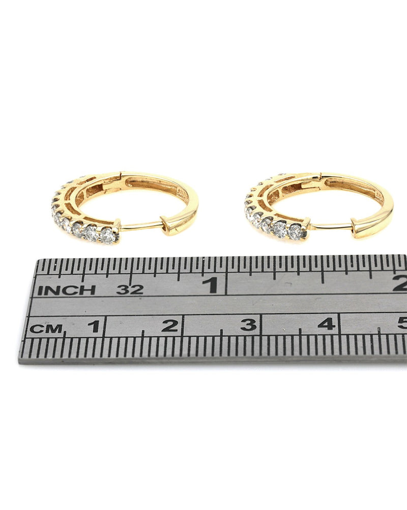 Diamond Hoop Earrings in Yellow Gold