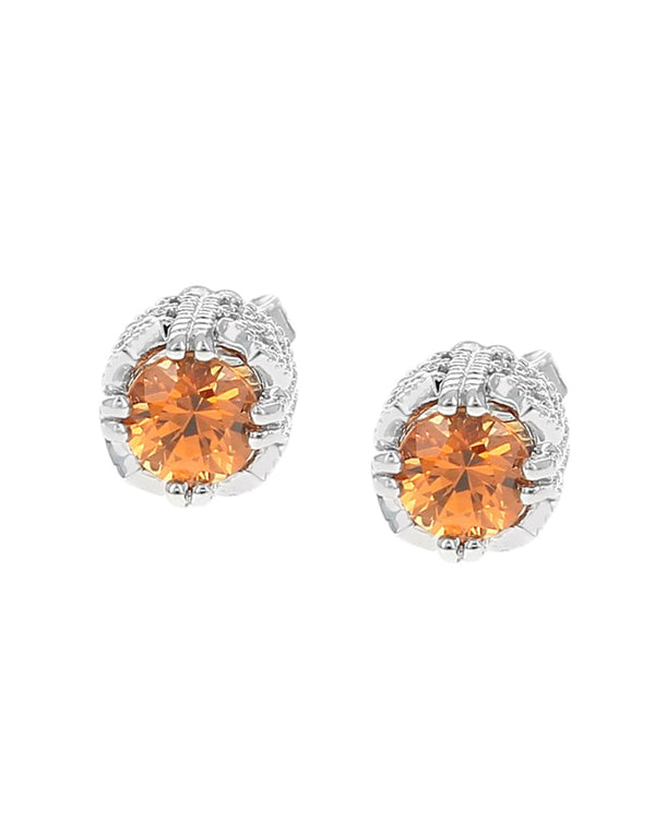 Madeira Citrine and Diamond Accent Studs