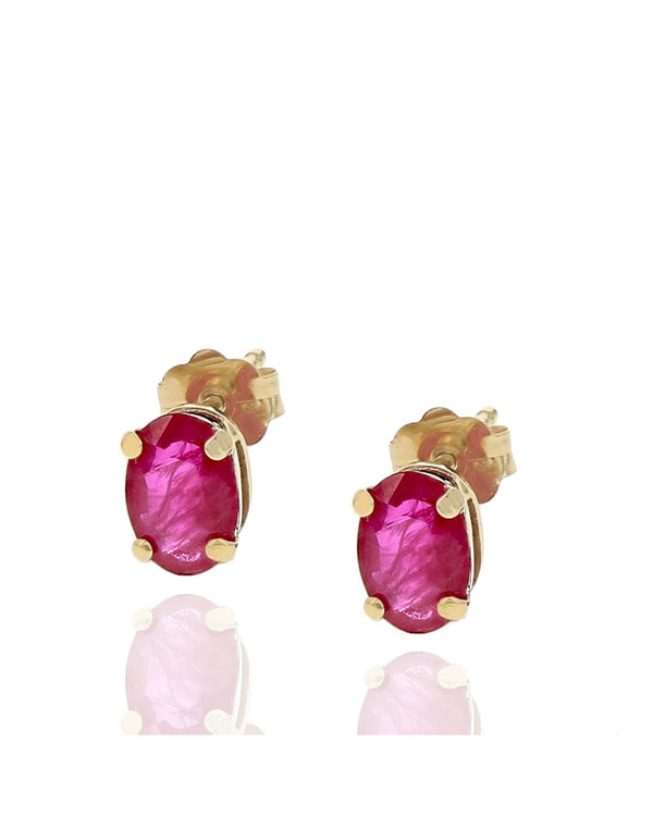 Ruby Stud Earrings in Yellow Gold