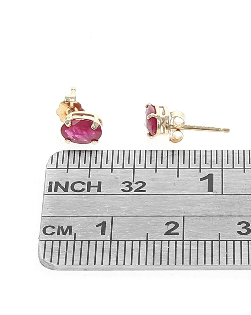 Ruby Stud Earrings in Yellow Gold