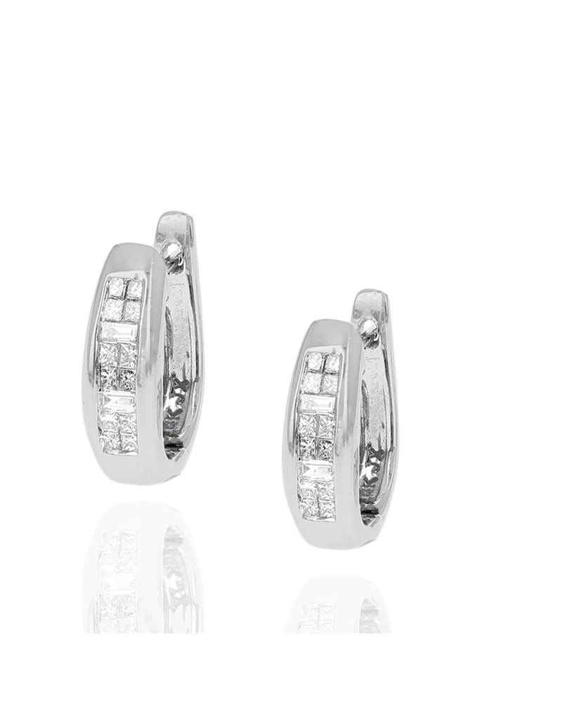 Alternating Princess and Baguette Diamond Earrings