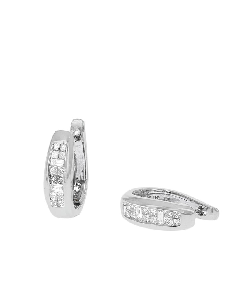 Alternating Princess and Baguette Diamond Earrings