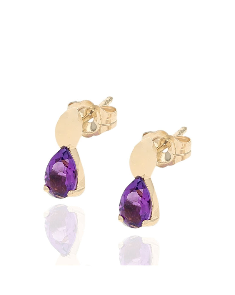 Amethyst Stud Earrings in Yellow Gold