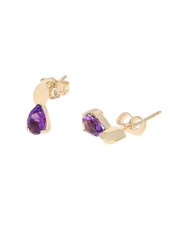 Amethyst Stud Earrings in Yellow Gold