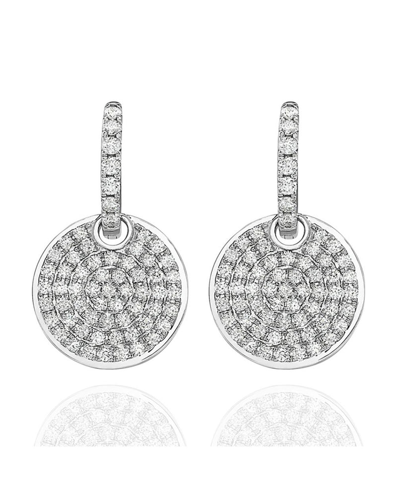 Diamond Pave Discs on Diamond Mini Hoop Earrings