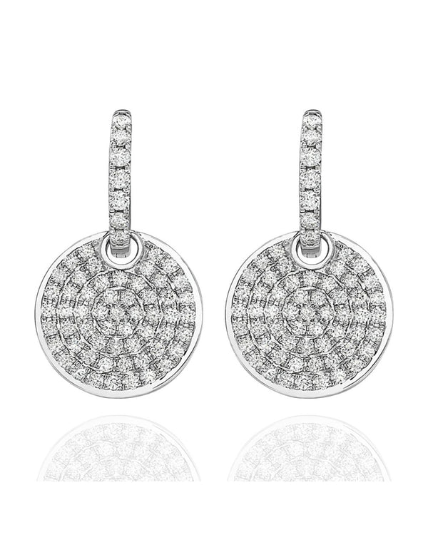 Diamond Pave Discs on Diamond Mini Hoop Earrings