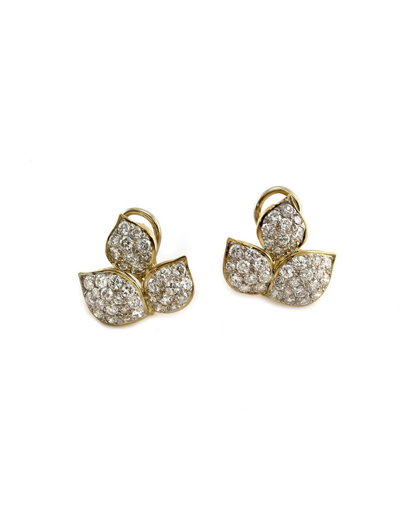 Pave Diamond and Pearl Detachable Dangle Earrings in Gold