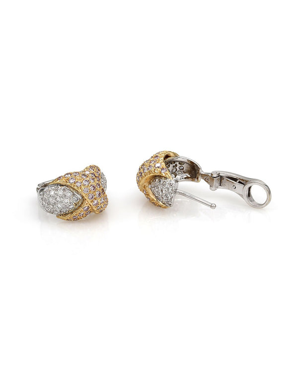 Pave Diamond X Earrings in Gold