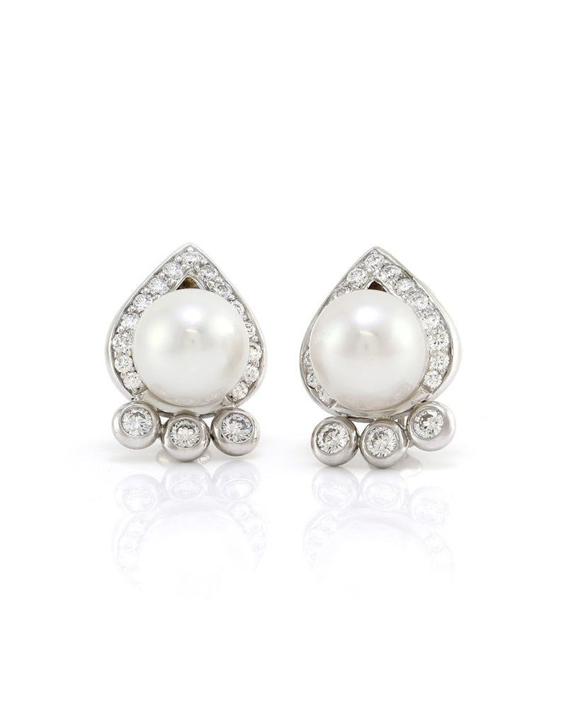 South Sea Pearl and Diamond Earrings in Gold