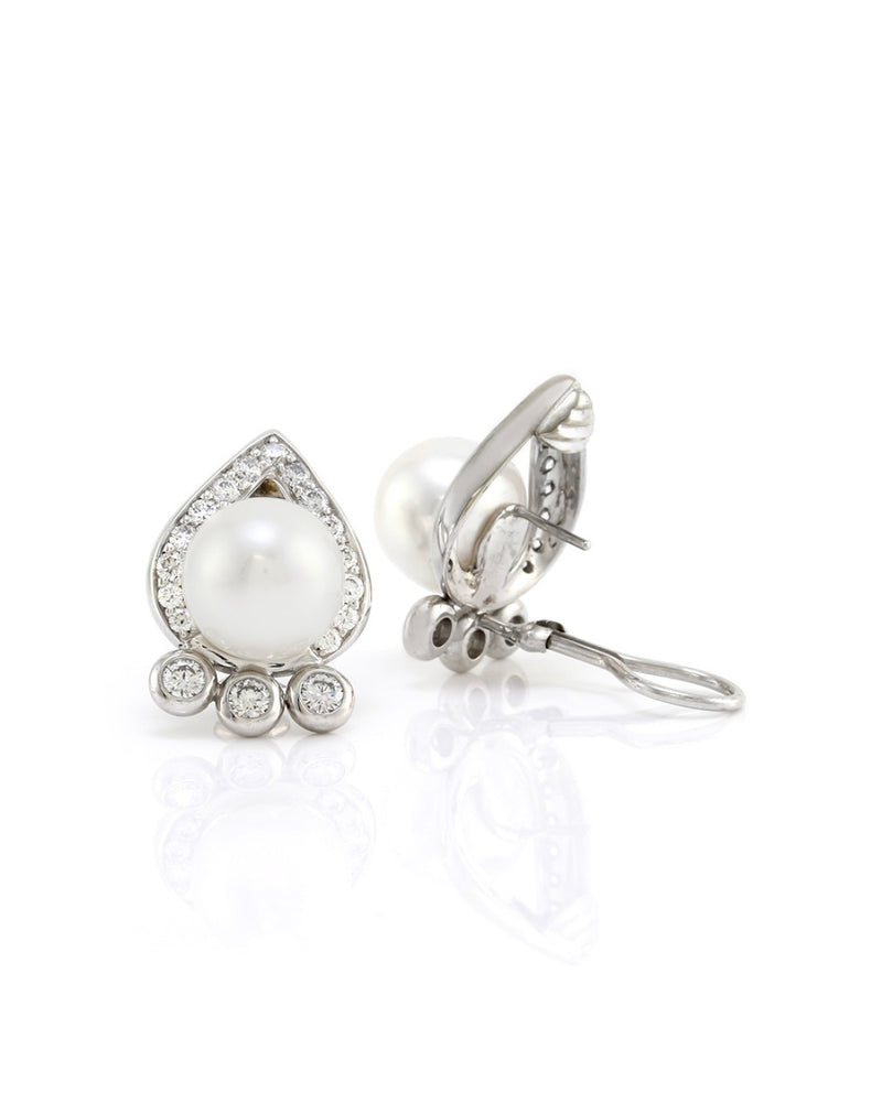 South Sea Pearl and Diamond Earrings in Gold