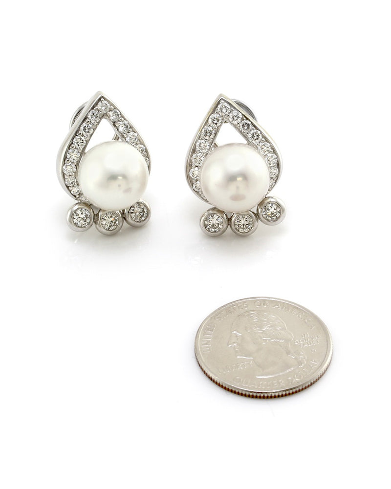 South Sea Pearl and Diamond Earrings in Gold