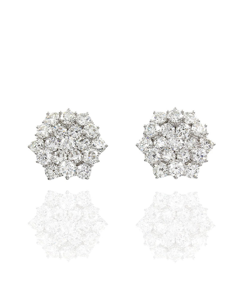 Diamond Cluster Earrings in Platinum and Gold