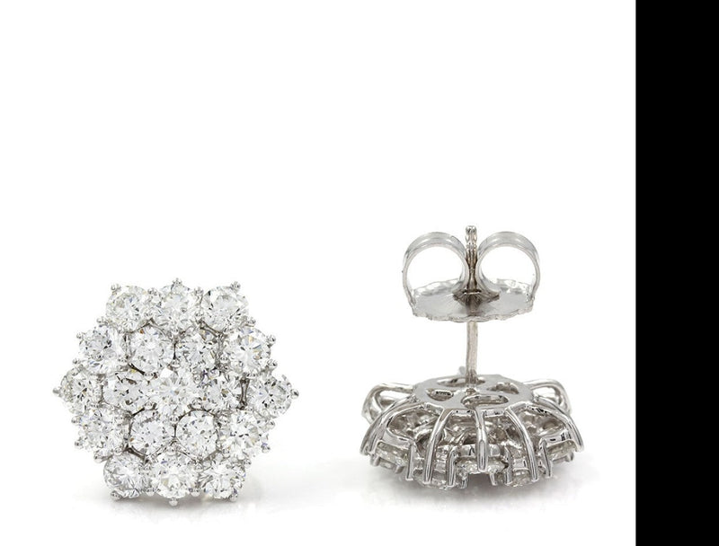 Diamond Cluster Earrings in Platinum and Gold