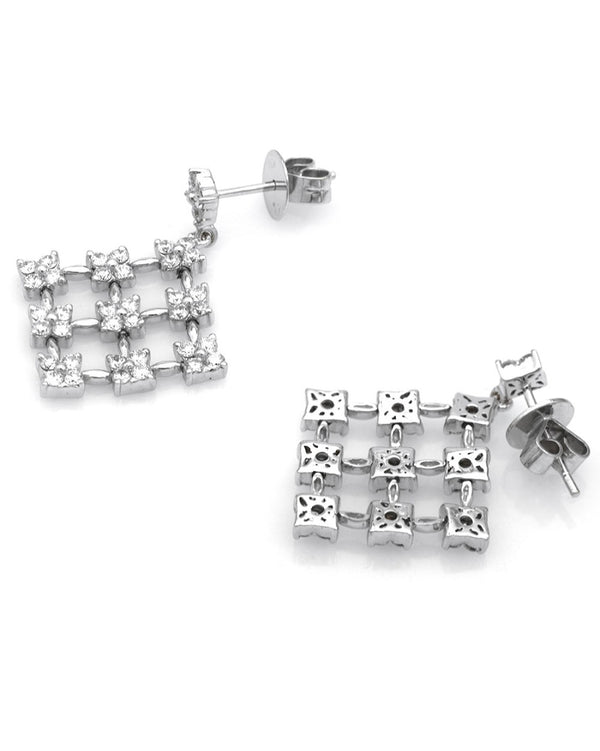 Diamond Snowflake Lattice Drop Earrings