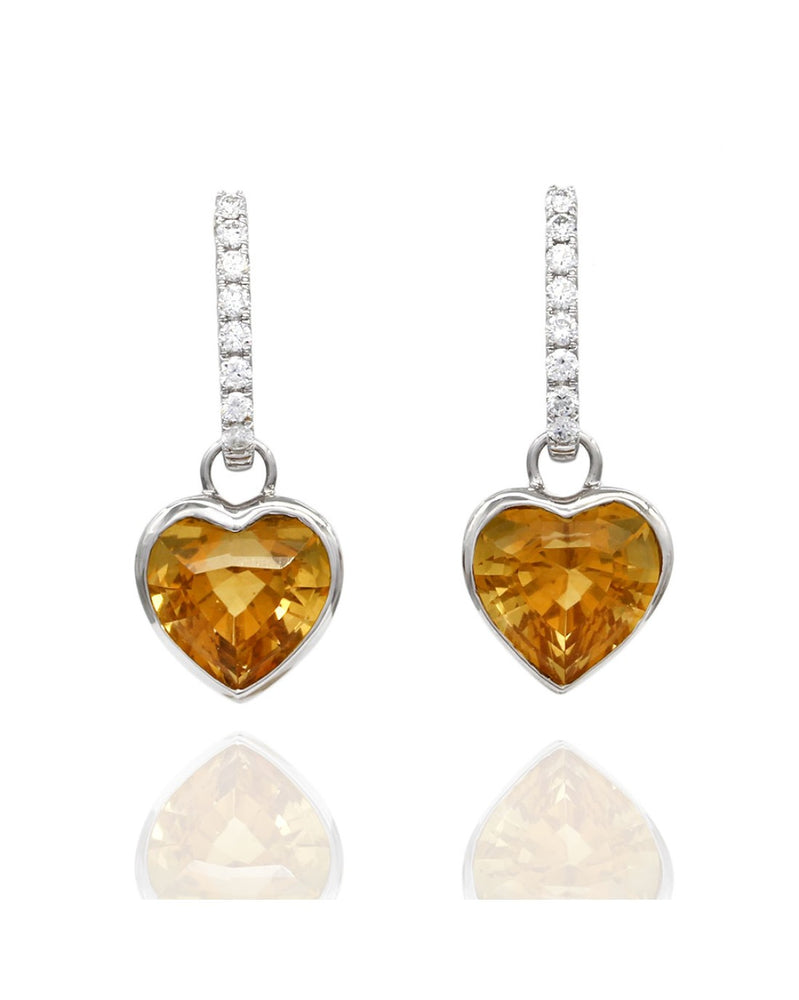 Citrine Heart Earring Charms in Gold