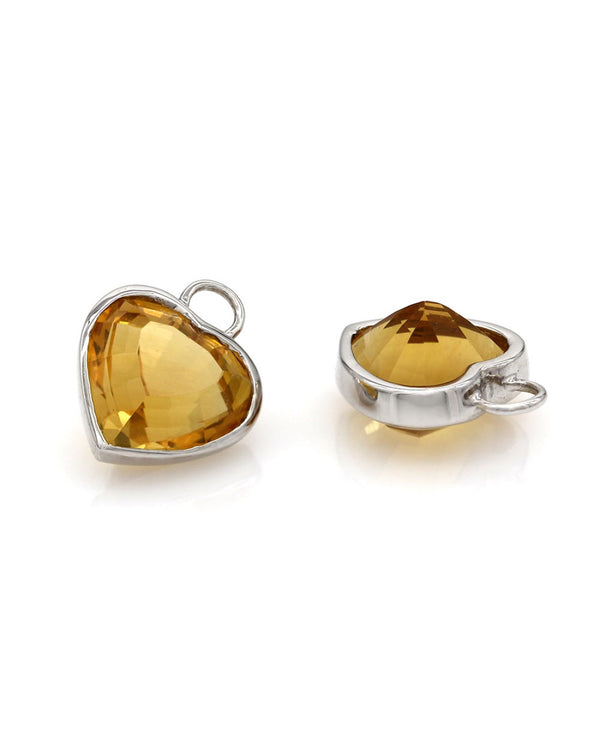 Citrine Heart Earring Charms in Gold