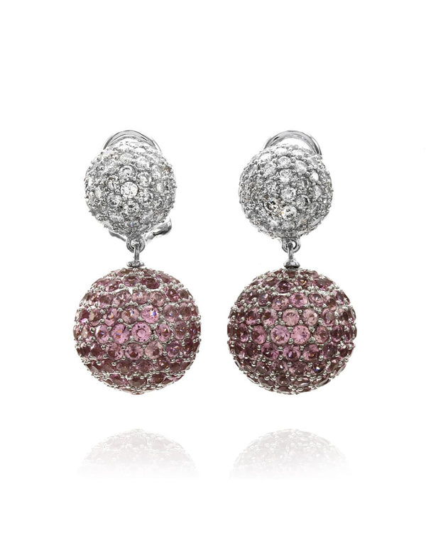 Pave Pink Sapphire and Diamond Earrings in Gold