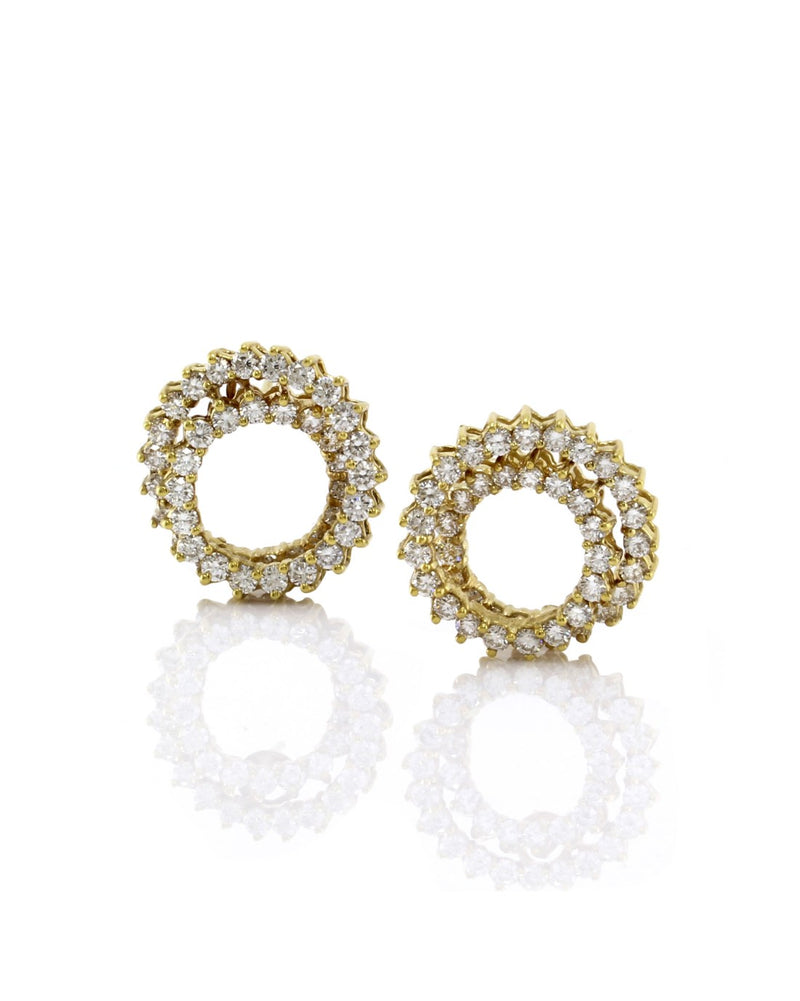 Diamond Spiral Earrings in Gold