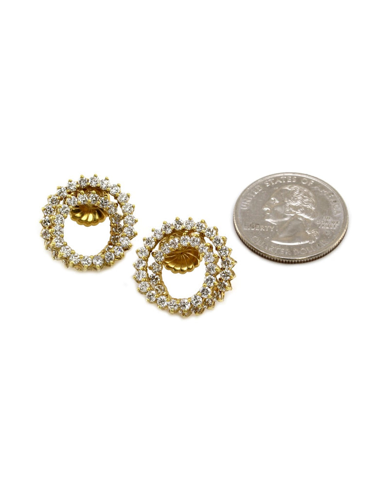 Diamond Spiral Earrings in Gold