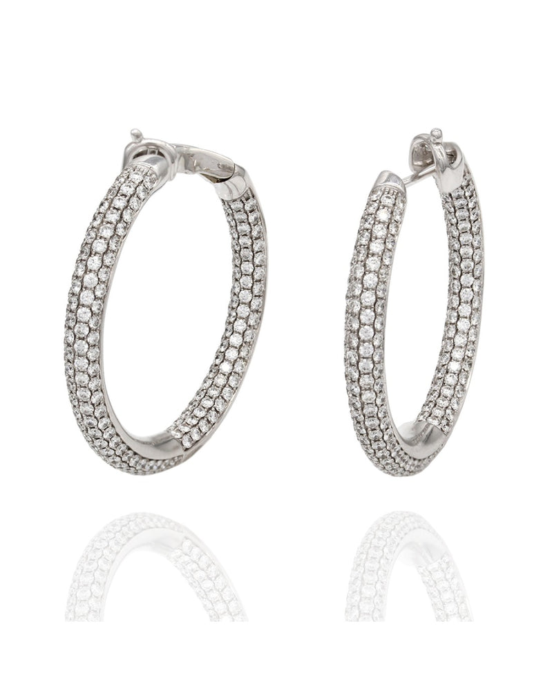 18kw Pave Style Inside-Out Diamond Hoop Earrings