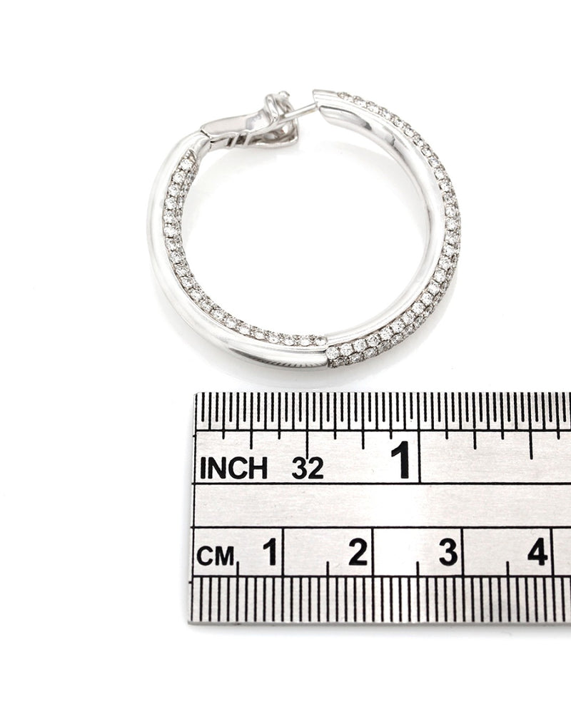 18kw Pave Style Inside-Out Diamond Hoop Earrings