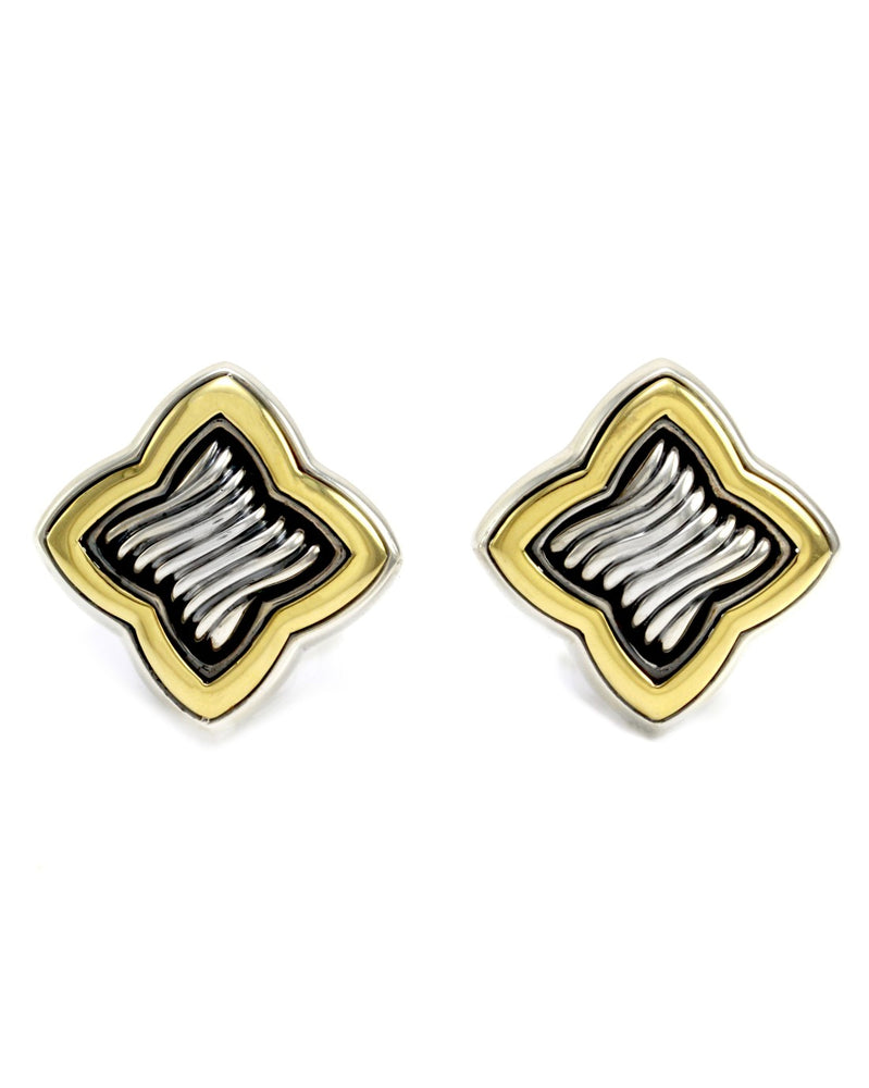 David Yurman Venetian Quatrefoil Collection Earrings in Silver & 18K Yellow Gold