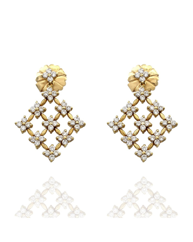 Lace Snowflake Diamond Drop Earrings