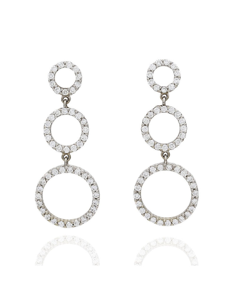 Diamond Pave Graduated Circle Dangle Earrings