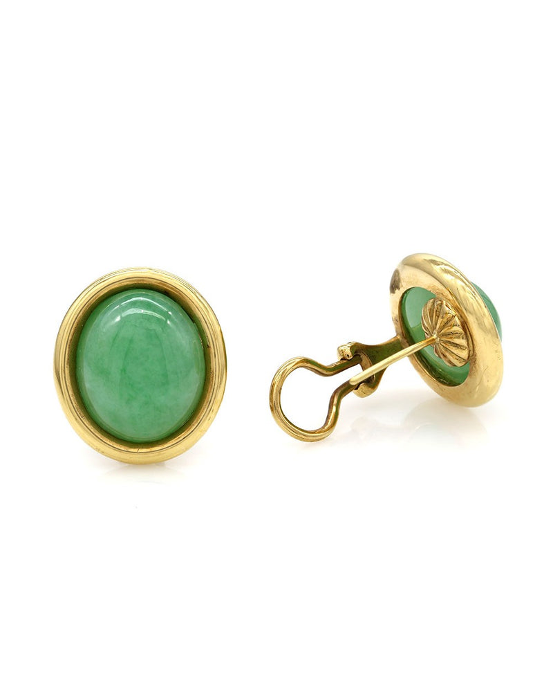 Oval Jadeite Earrings in Gold