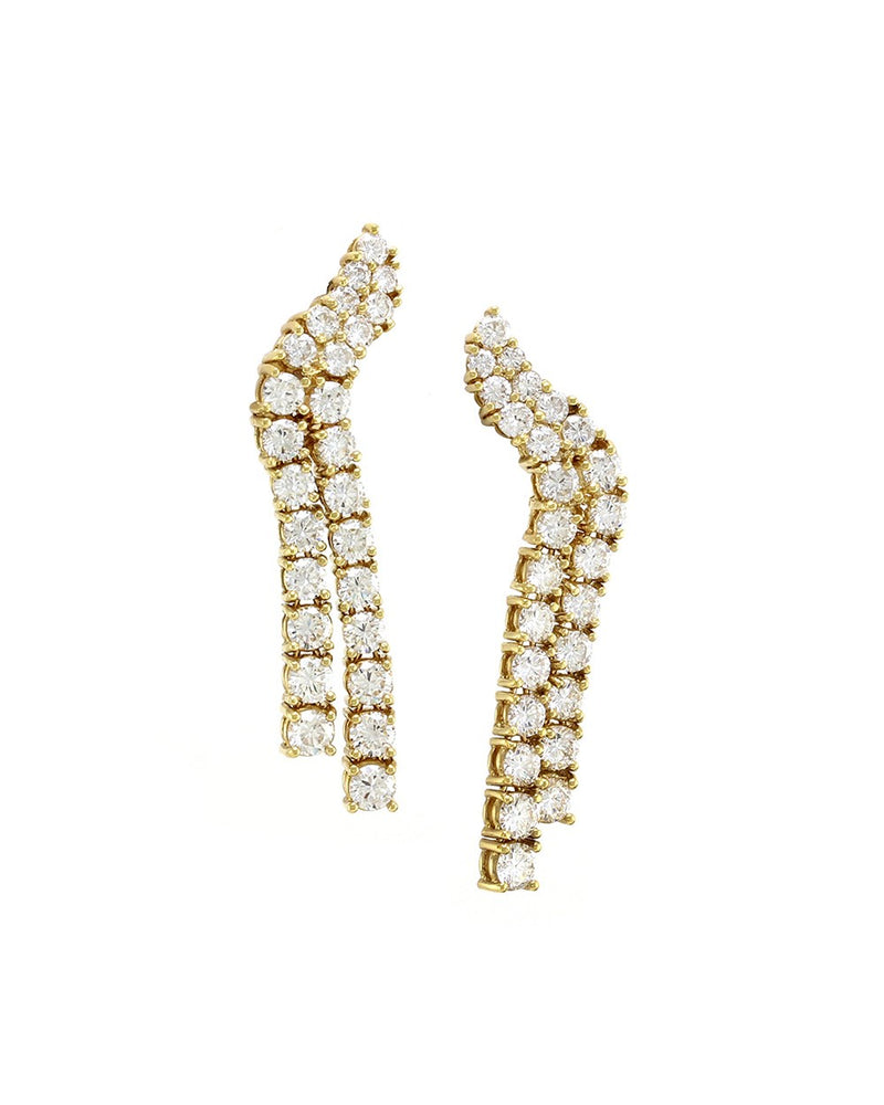 2 Row Split Diamond Drop Earrings