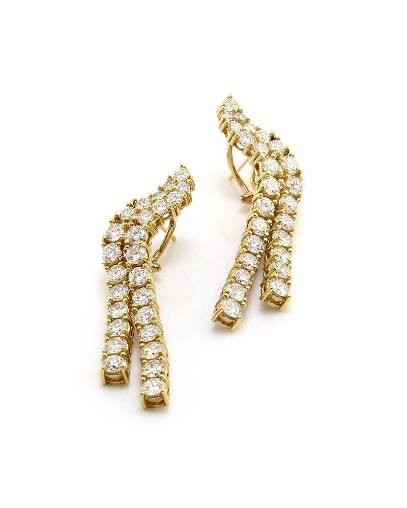 2 Row Split Diamond Drop Earrings