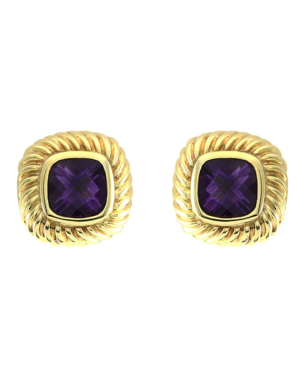 David Yurman Cable Amethyst Cushion Earrings