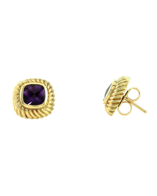 David Yurman Cable Amethyst Cushion Earrings