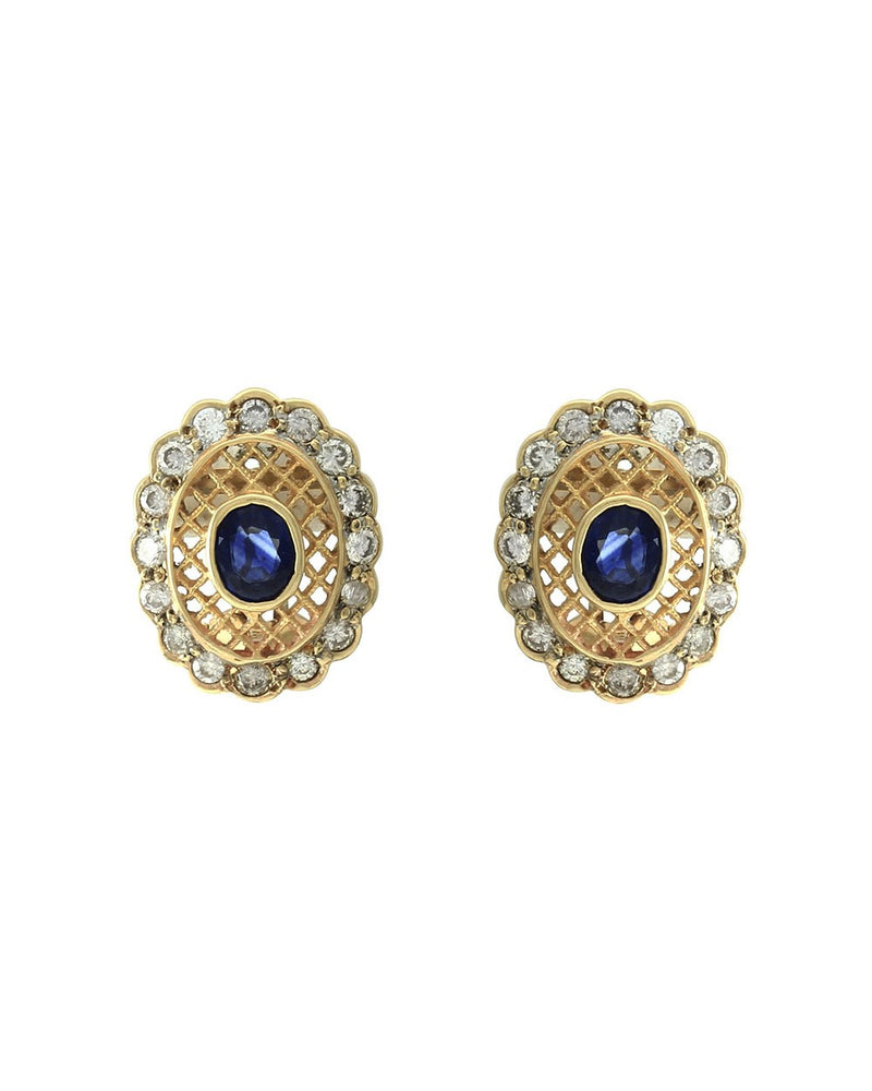 Sapphire and Diamond Earrings in Gold