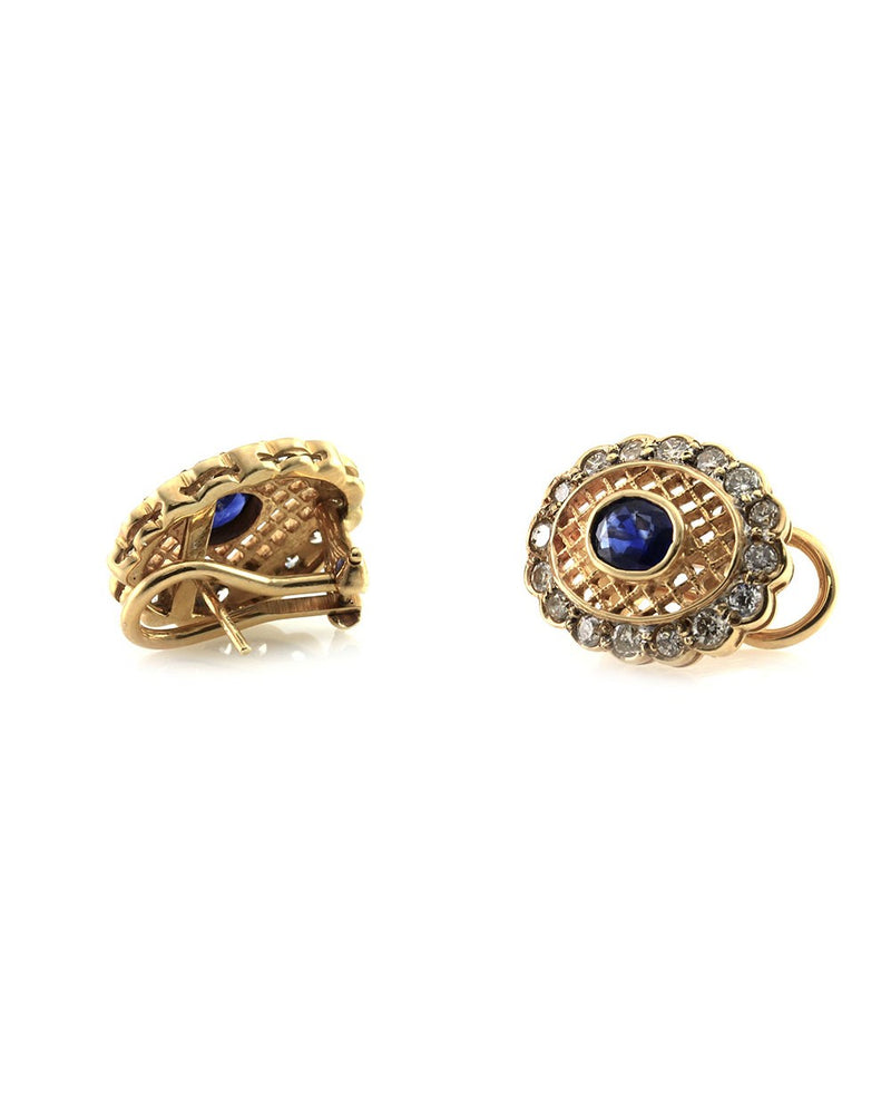 Sapphire and Diamond Earrings in Gold