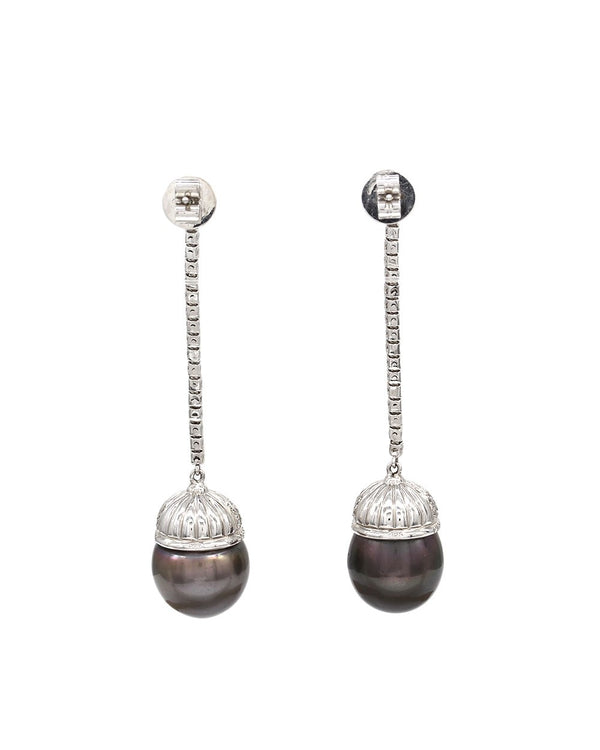 Tahitian Pearl and Diamond Earrings in Gold