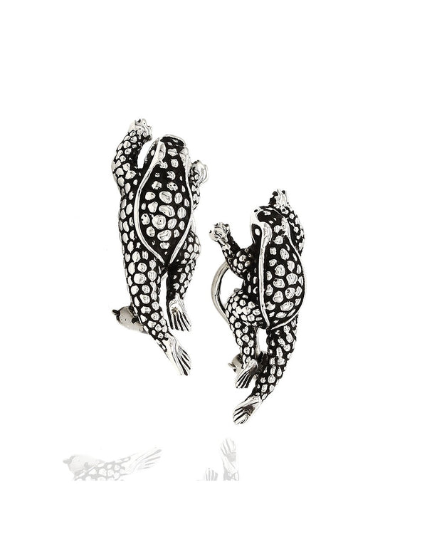 Kieselstein Cord Horny Toad Earrings in Silver