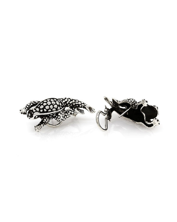 Kieselstein Cord Horny Toad Earrings in Silver