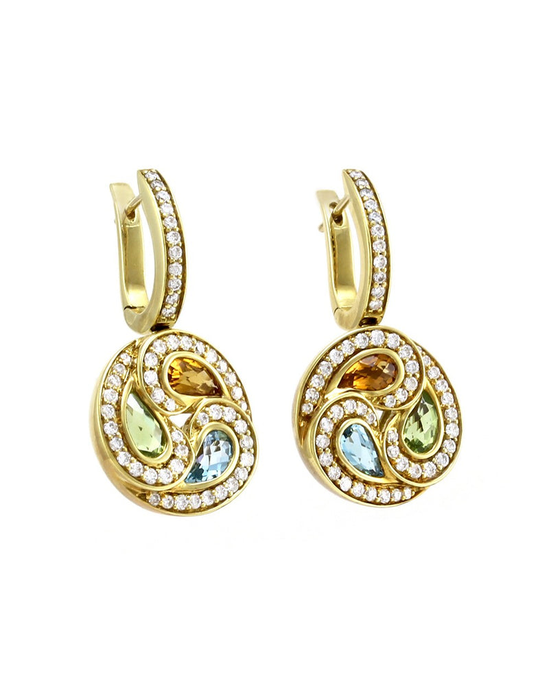 Frederic Sage Multi-Color Gemstone & Pave Diamond Earrings in 18K Gold