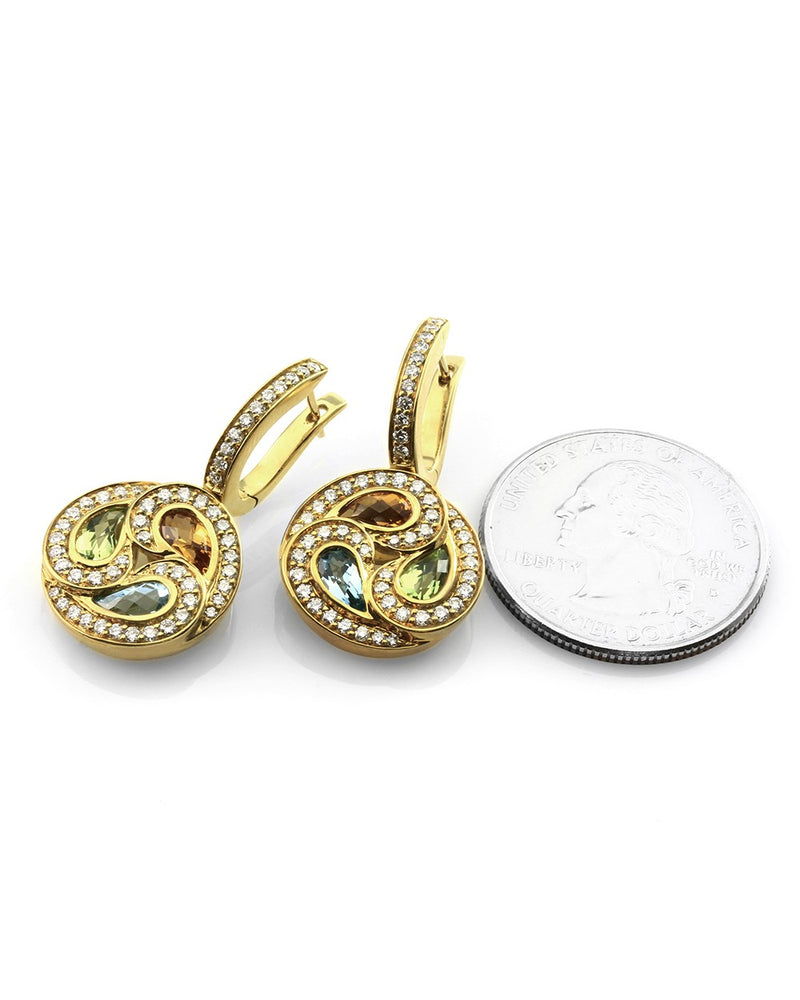 Frederic Sage Multi-Color Gemstone & Pave Diamond Earrings in 18K Gold