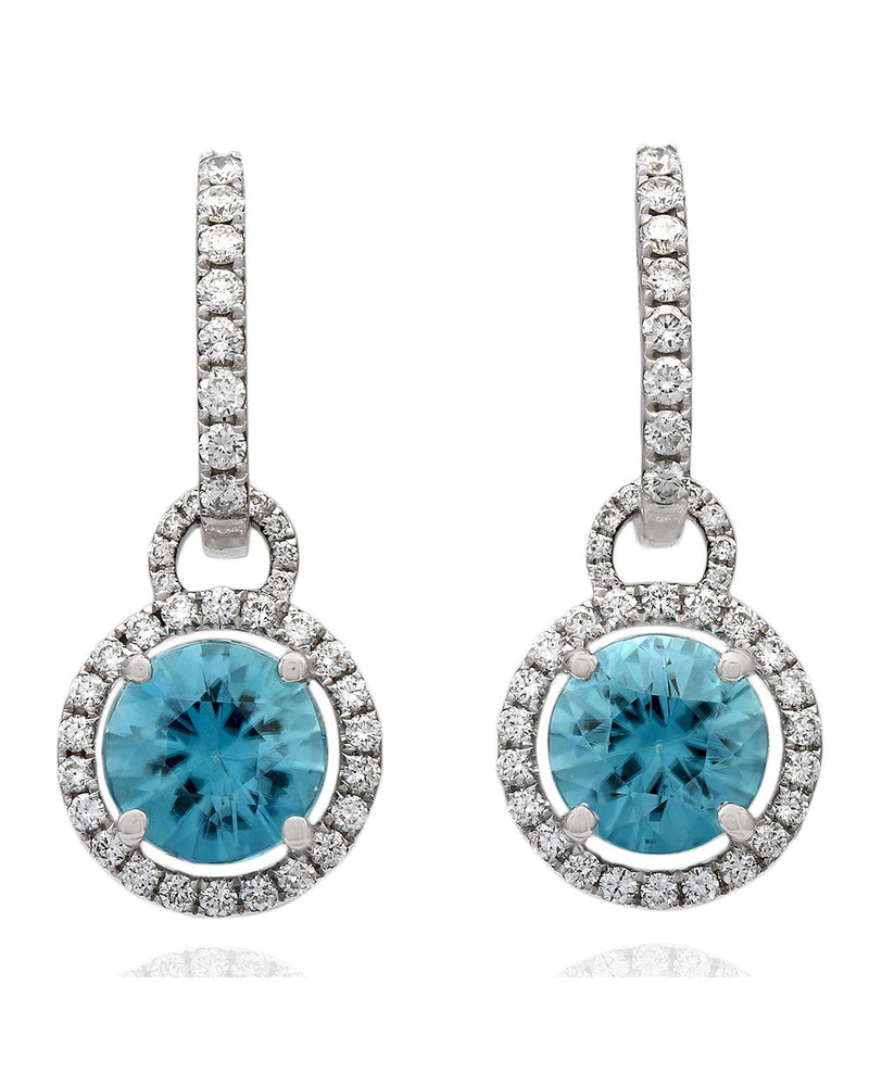 Blue Zircon and Diamond Earring Charms