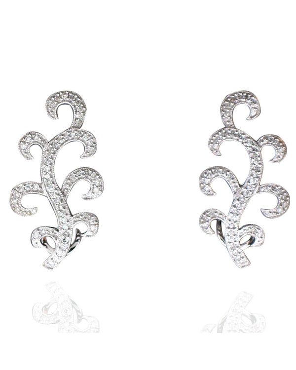 Diamond Pave Leaf Drop Earrings