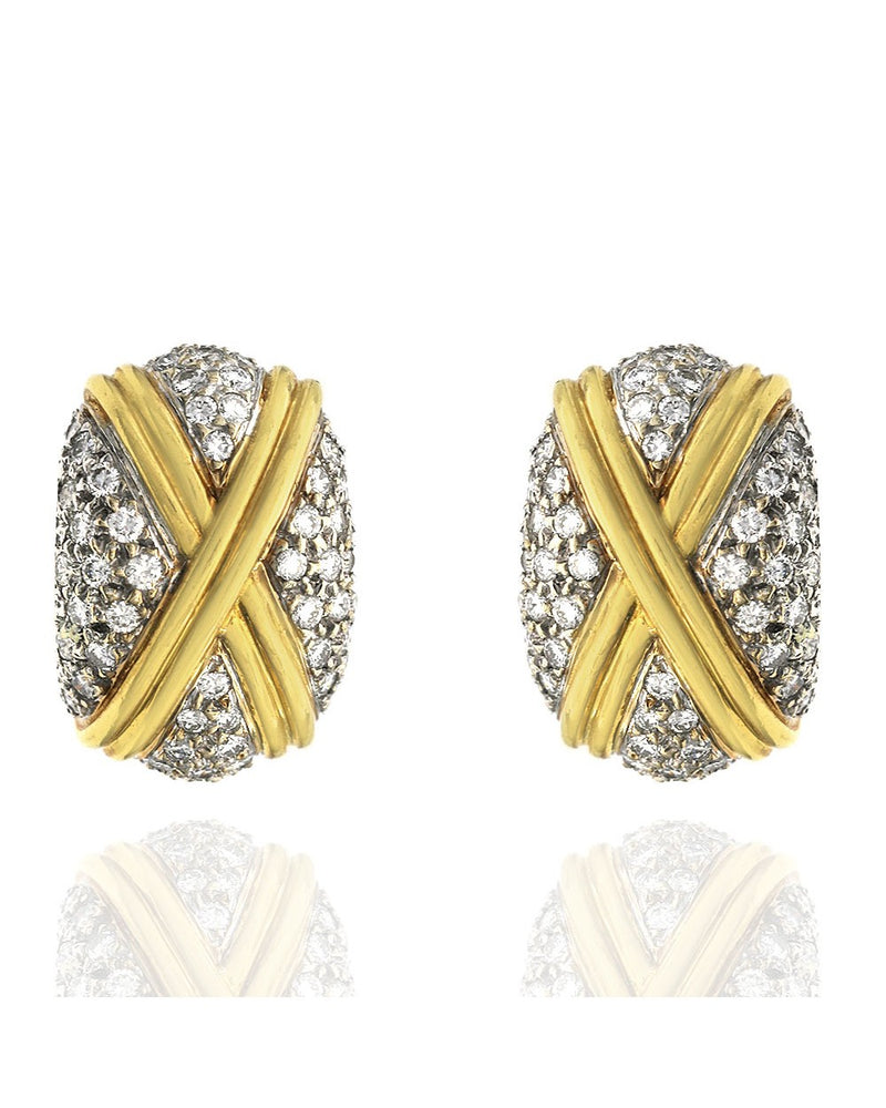 Diamond Pave X Curved Earrings