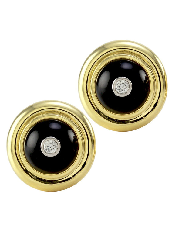 Tiffany & Co. Paloma Picasso Black Onyx and Diamond Earrings in Yellow Gold