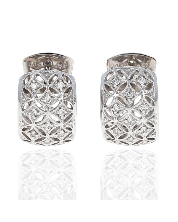 Filigree Diamond Huggie Earrings